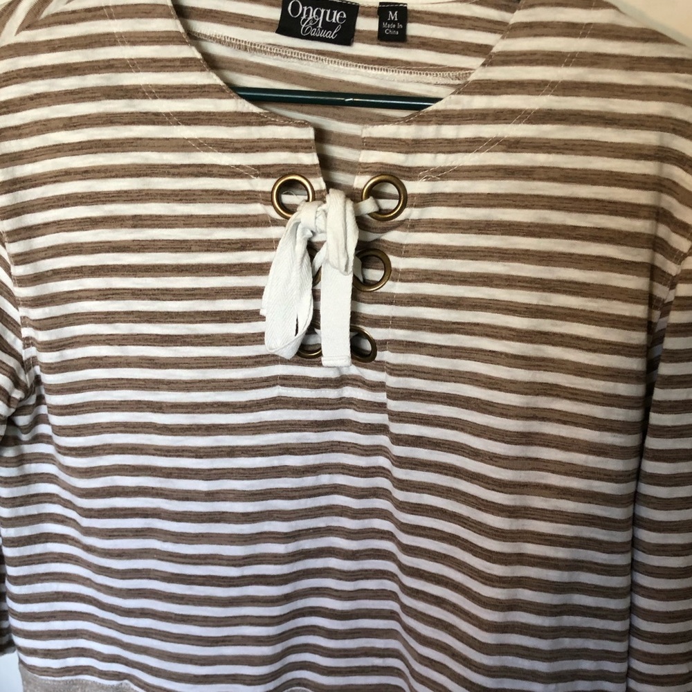 Brown and White striped with front tie string